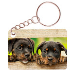 Sleutelhanger 6x4cm - Rottweiler Pups Tussen Hek