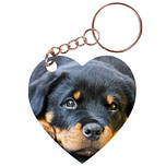 Sleutelhanger hartje 5x5cm - Rottweiler Hond Liggend op Kleed