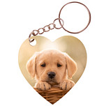Sleutelhanger hartje 5x5cm - Golden Retreiver Pup in Mand