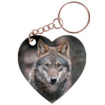 Sleutelhanger hartje 5x5cm - Wolf in Bos