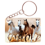 Sleutelhanger 6x4cm - Volbloed Paarden in Galop met Veulen