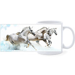 Beker - 3 Witte paarden in Galop