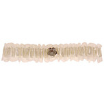 Kousenband ivoor met strass bloemetje
