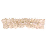 Ivoren kousenband met kant en 3 pareltjes