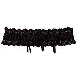 Zwarte kousenband met kant en 3 roosjes