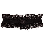 Kanten zwarte kousenband met bloemetje en strass steentje