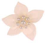 Haarklemmetje Ivoorkleurige Organza Bloem met Pareltjes - 5cm