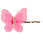 Schuifspeldje Lief Vlindertje Donkerroze Organza en Pareltjes - 4x3,5cm