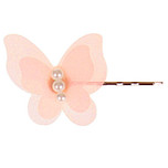 Schuifspeldje Lief Vlindertje Lichtroze Organza en Pareltjes - 4x3,5cm