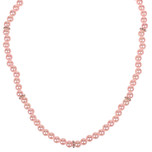 Kinderketting - Lichtroze Imitatiepareltjes 6mm - Zilverkleurige Spacers - Elastisch