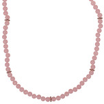 Kinderketting - Roze gewolkte kraaltjes 6mm - Zilverkleurige Spacers - Elastisch