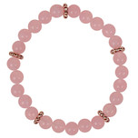 Kinderarmbandje - Roze gewolkte kraaltjes 6mm - Zilverkleurige Spacers - Elastisch