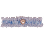 Blauwe Kousenband Bruid met Kant - Pareltje Hartvorm 2cm met Strass