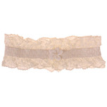 Kousenband Bruid Ivoorkleurig Broderie met Bloemetje van Fluweellint en Pareltje