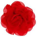 Haarklemmetje met Rode Bloem van Chiffonstof - 8cm