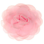 Haarklemmetje met Roze Bloem van Chiffonstof - 8cm