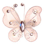 Haarklemmetje Ivoorkleurige Organza Vlinder met Steentjes en Glitters - 6x5cm