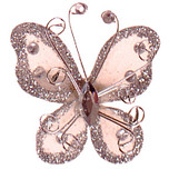 Haarklemmetje Zilverkleurige Organza Vlinder met Steentjes en Glitters - 6x5cm