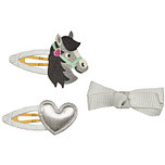Haarclips set van 3 Paard/Hartje/Strikje - zilver - 5x4cm