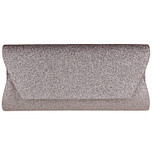 Avondtasje - Donkergrijs Glitterstof - Groter Formaat - Magneetsluiting - Schouderketting - 26x12.5cm