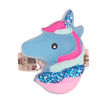 Ringetje Zilverkleurig - Eenhoorn Blauw met Glitters - Verstelbaar - Kindermaat