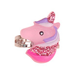 Ringetje Zilverkleurig - Eenhoorn Roze met Glitters - Verstelbaar - Kindermaat