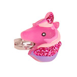 Ringetje Zilverkleurig - Eenhoorn Donkerroze met Glitters - Verstelbaar - Kindermaat