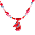 Kinderketting - Eenhoorn Rood - Gekleurde Kraaltjes met Strass - Elastisch