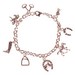 Kinderarmbandje Zilverkleurig - Paarden bedeltjes - Stijgbeugel, Hoefijzer, Paardje, Rijlaars, Bit