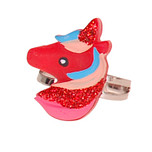 Ringetje Zilverkleurig - Eenhoorn Rood met Glitters - Verstelbaar - Kindermaat