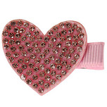 Haarclipje lichtroze hartje met strass steentjes - 4 cm 