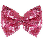 Haarclip met organza strik met pailetten roze - 12 cm