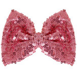 Haarclip met organza strik met pailetten oudroze - 12 cm 