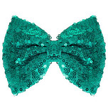 Haarclip met organza strik met pailetten turquoise - 12 cm 