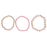 Setje van 3 kinderarmbandjes - roze, ivoor en doorzichtig