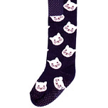 Babymaillot met antislip stippen - Donkerblauw met Poezenhoofdjes