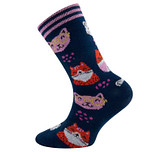 Kindersokken Blauw met Grappige Poezenhoofden