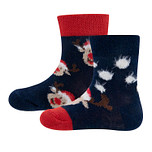 Dubbelpak Babysokken/Peutersokken Kerstrendier Donkerblauw