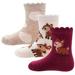 Babysokjes met Hertje - Set van 3-paar voor Meisje - Wijnrood/Beige - Ewers