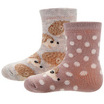 Babysokjes met Egeltjes Oudroze/grijs - Dubbelpak - Ewers