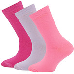 3-Pack Kindersokken Ewers - Effen kleuren - Lila & Roze & Fuchsia