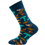 Kindersok Ewers Donkerblauw met T-rex en Dinosaurussen Aquablauw-Groen-Oranjebruin