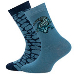 2-Pack Kindersokken Ewers - Staalblauw met Krokodil & Donkerblauw met Krokodillenschubben