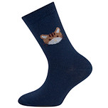 Sokken Ewers Kindermaat - Donkerblauw met Poezenhoofd Bruin