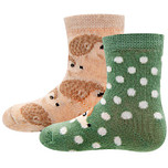 Babysokjes met Egeltjes Groen/Beige - Dubbelpak - Ewers