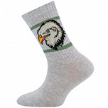 Kindersok Ewers - Lichtgrijs met Rib - Zeearend en Groene Strepen