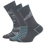 Sokken Ewers Kindermaat - 3-PACK - Donkergrijs met Ruimteschepen & Sterren & Streepjes ijsblauw