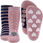 Dubbelpak Antislipsokken met Noppen - Roze met muisje en Blauw met strepen