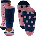 Antislipsok Ewers 2-Pack - Paarden & Hoefijzer/Paard - Set van 2 Paar - Roze & Donkerblauw - Antislipnopjes