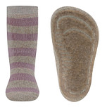 Antislipsokken Ewers - Beige met Lilapaarse Banen - Elastisch - Siliconenzool 